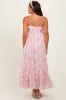 Pink Floral Satin Ruffle Hem Maternity Maxi Dress sold by Pinkblush