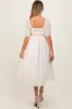 Cream Embroidered Floral Puff Sleeve Maternity Midi Dress sold by Pinkblush