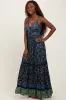 Navy Floral Twist Front Cutout Maxi Dress sold by Pinkblush