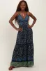 Navy Floral Twist Front Cutout Maxi Dress sold by Pinkblush