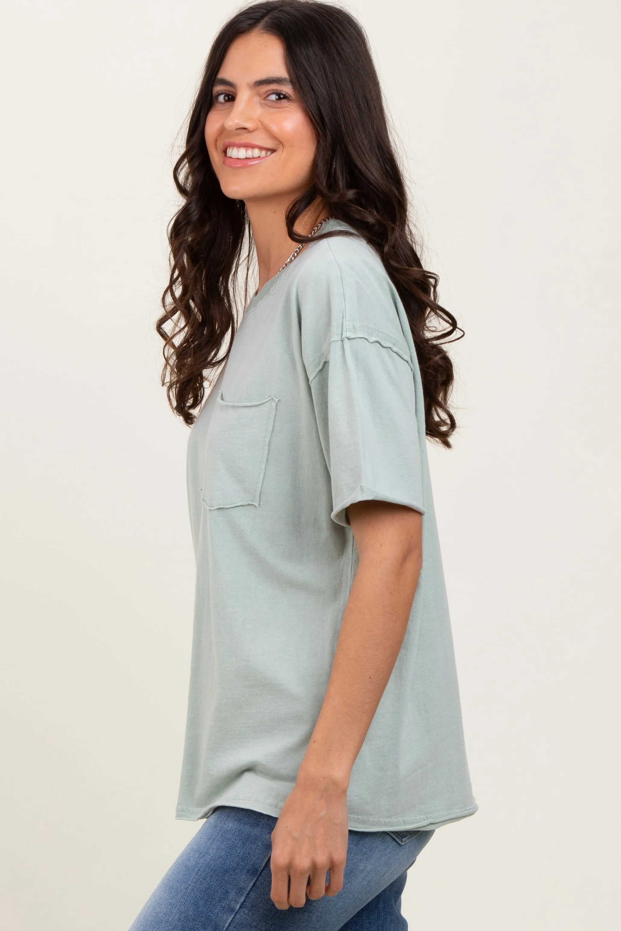 Sage Short Sleeve Front Pocket Tunic Top sold by Pinkblush product image thumbnail 3