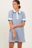 Blue Diamond Print Crochet Trim Maternity Polo Dress sold by Pinkblush