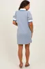 Blue Diamond Print Crochet Trim Maternity Polo Dress sold by Pinkblush