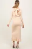 Light Yellow Ribbed Knit Bow Back Maternity Maxi Dress sold by Pinkblush
