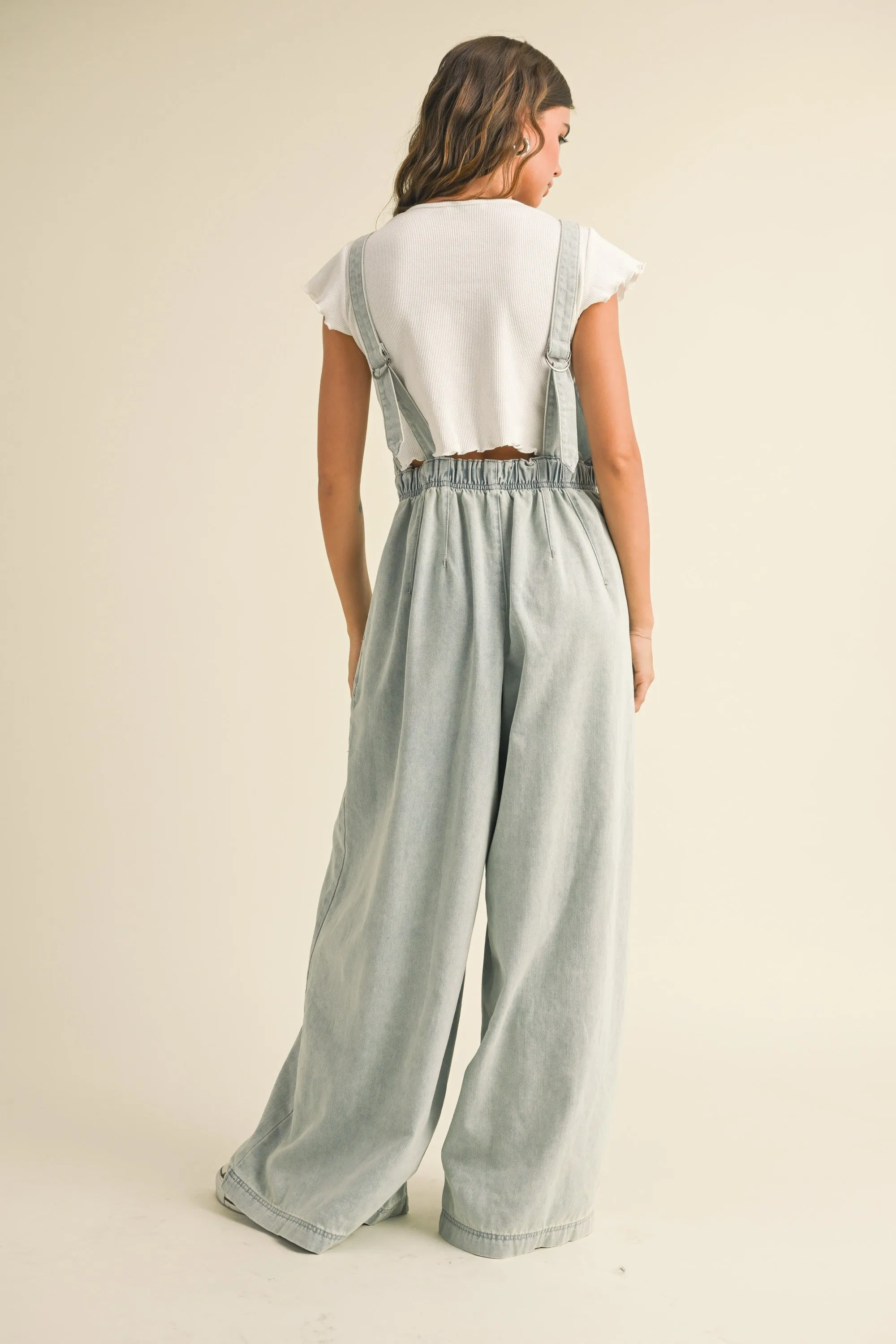 Light Blue Wide Leg Denim Jumpsuit sold by Pinkblush product image thumbnail 3