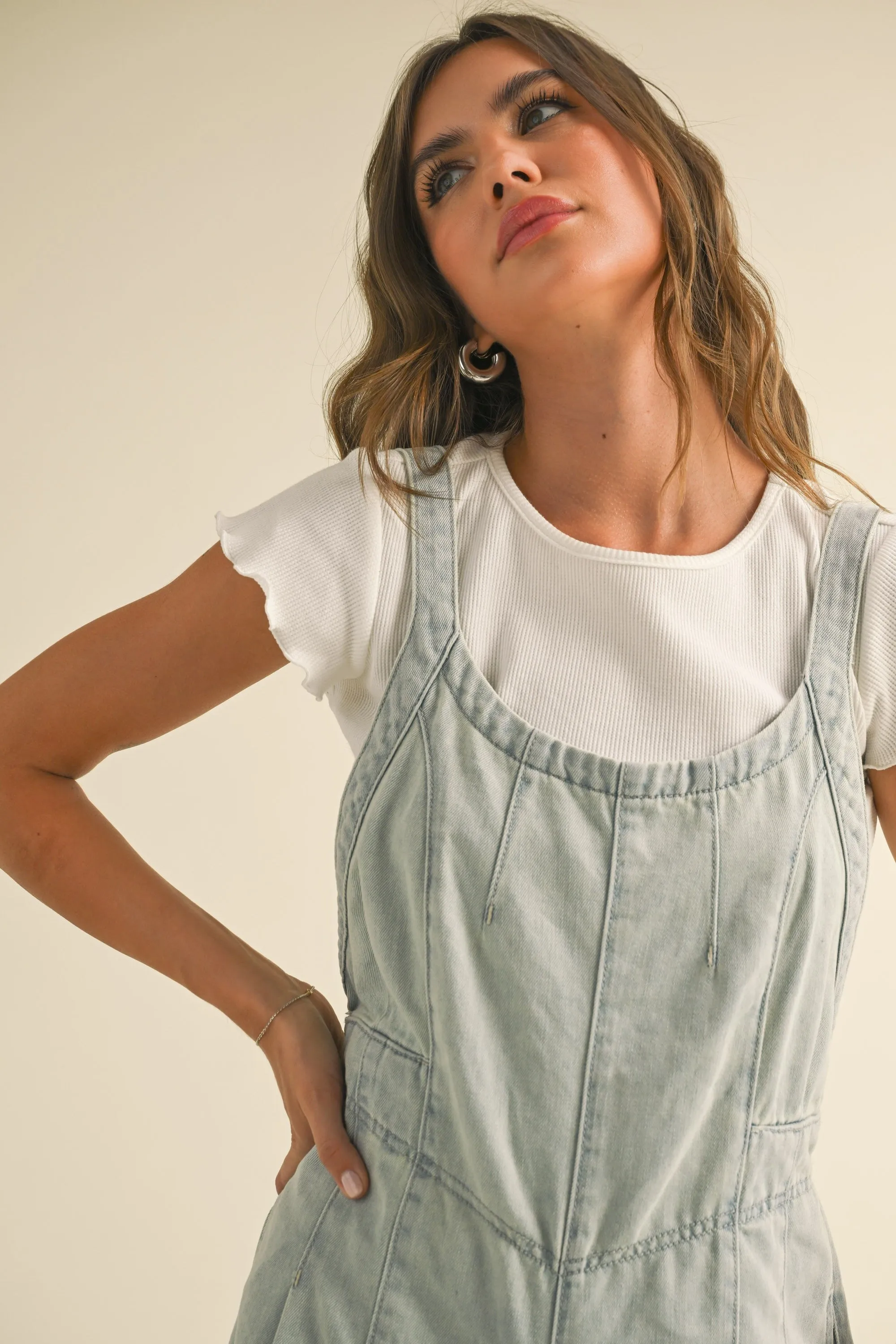 Light Blue Wide Leg Denim Jumpsuit sold by Pinkblush product image thumbnail 4
