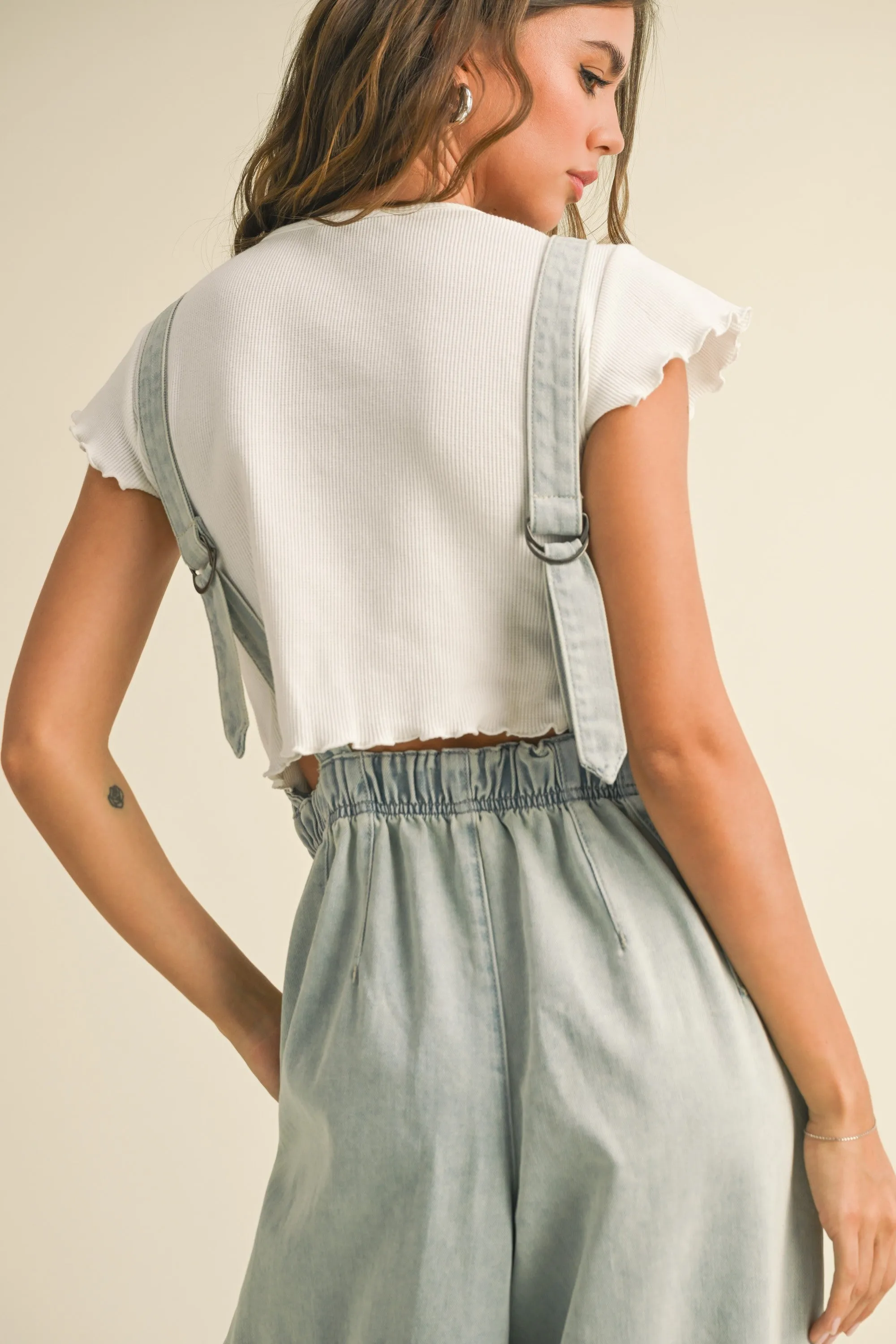 Light Blue Wide Leg Denim Jumpsuit sold by Pinkblush product image thumbnail 5