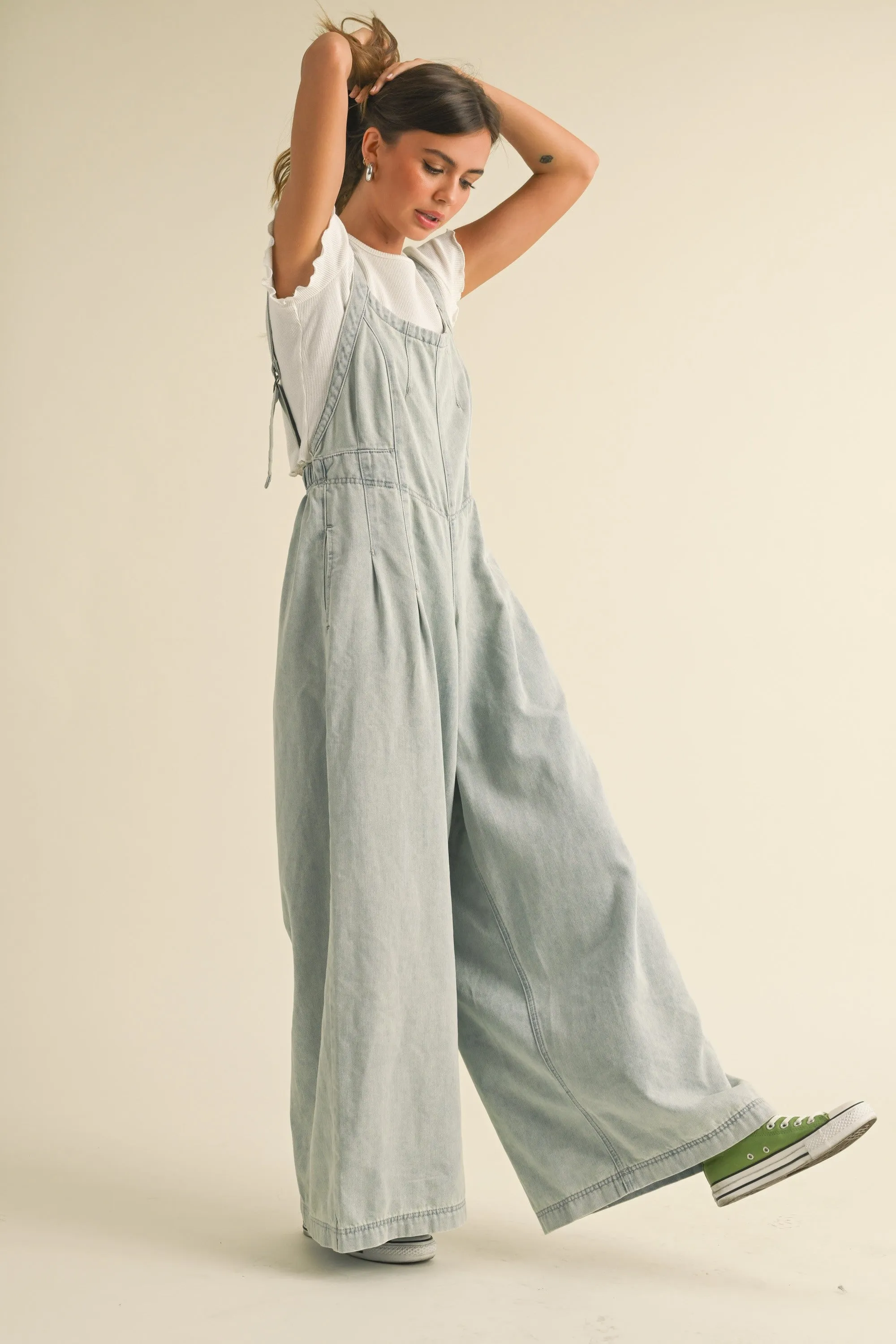 Light Blue Wide Leg Denim Jumpsuit sold by Pinkblush product image thumbnail 2