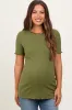 Olive Ribbed Short Sleeve Maternity Top sold by Pinkblush