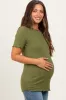 Olive Ribbed Short Sleeve Maternity Top sold by Pinkblush
