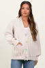 Cream Ribbed Fringe Detail Maternity Button Cardigan sold by Pinkblush