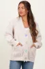 Cream Ribbed Fringe Detail Maternity Button Cardigan sold by Pinkblush