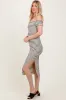 Black Striped Ribbed Off Shoulder Midi Dress sold by Pinkblush