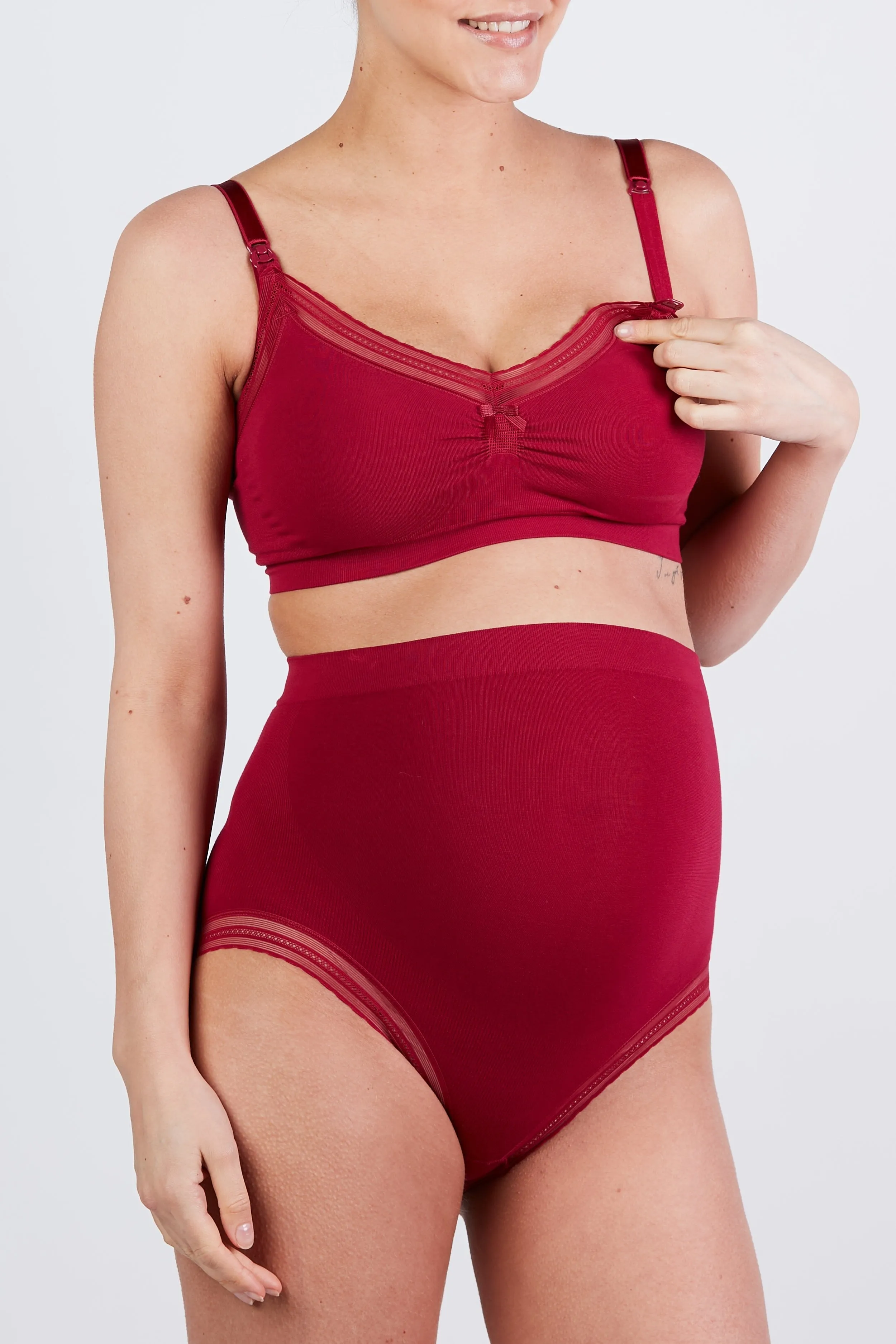 Burgundy Cache Couer Maternity Milk Brief sold by Pinkblush