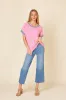 Pink Ribbed Colorblock Detail Short Sleeve Top sold by Pinkblush