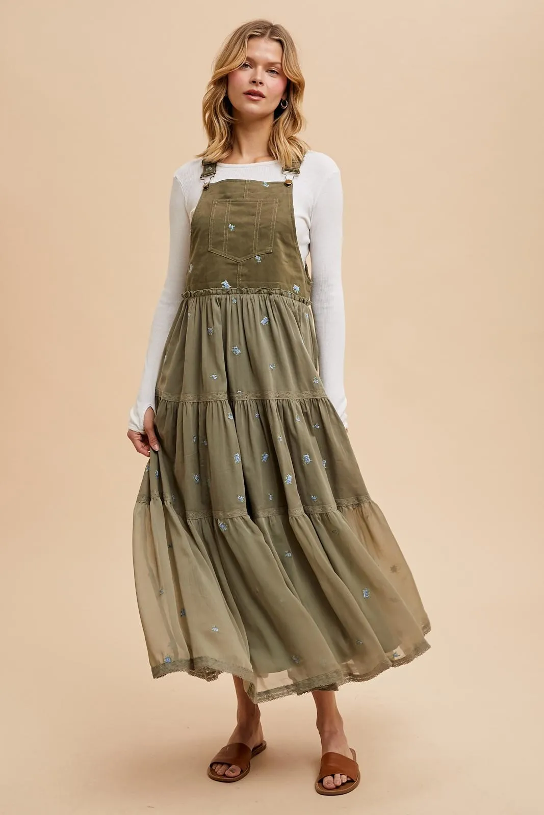 Olive Embroidered Floral Skirtall sold by Pinkblush