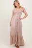 Taupe Smocked Top Woven Maxi Dress sold by Pinkblush