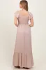 Taupe Smocked Top Woven Maxi Dress sold by Pinkblush