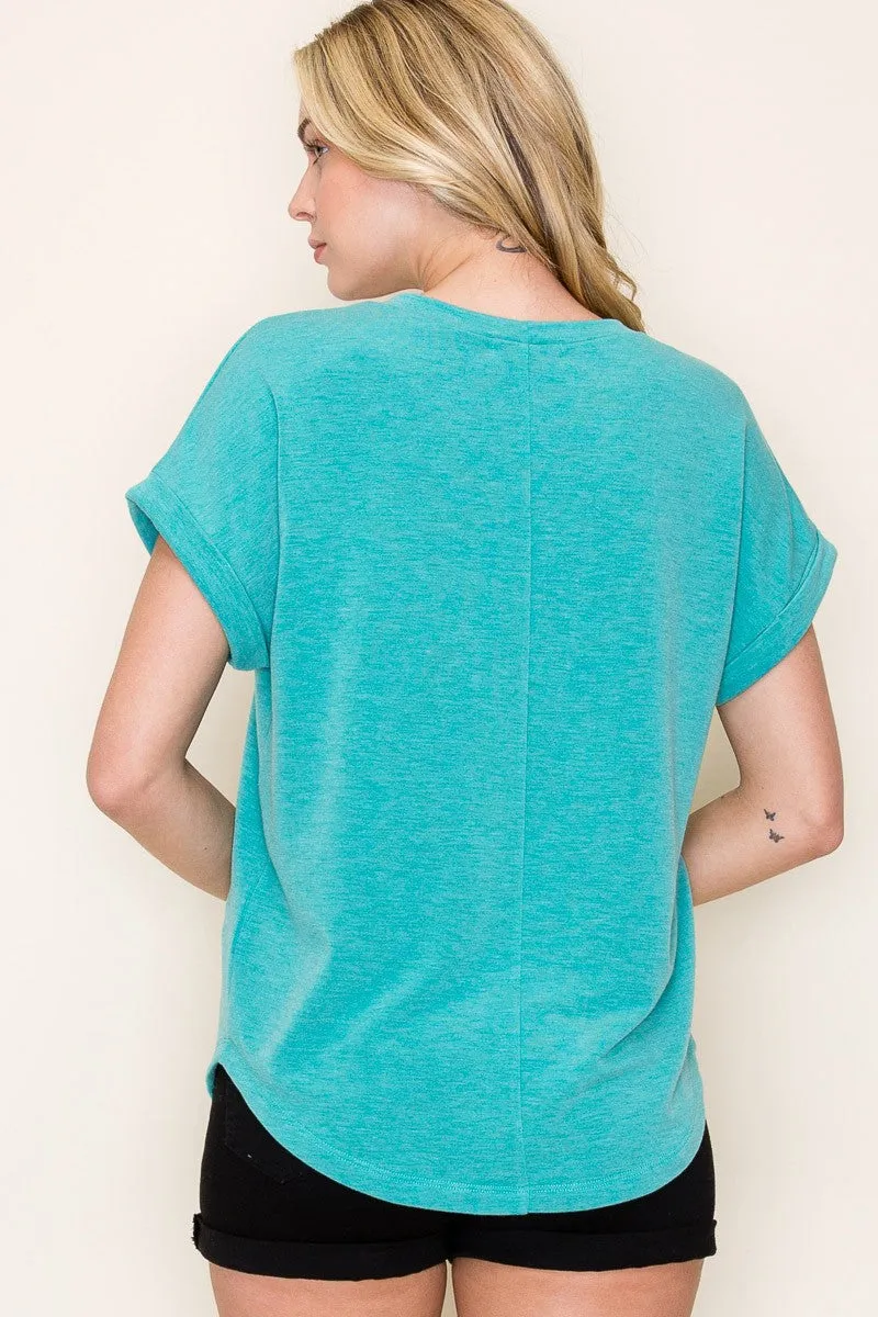 Jade Rolled Cuff Top sold by Pinkblush product image thumbnail 4