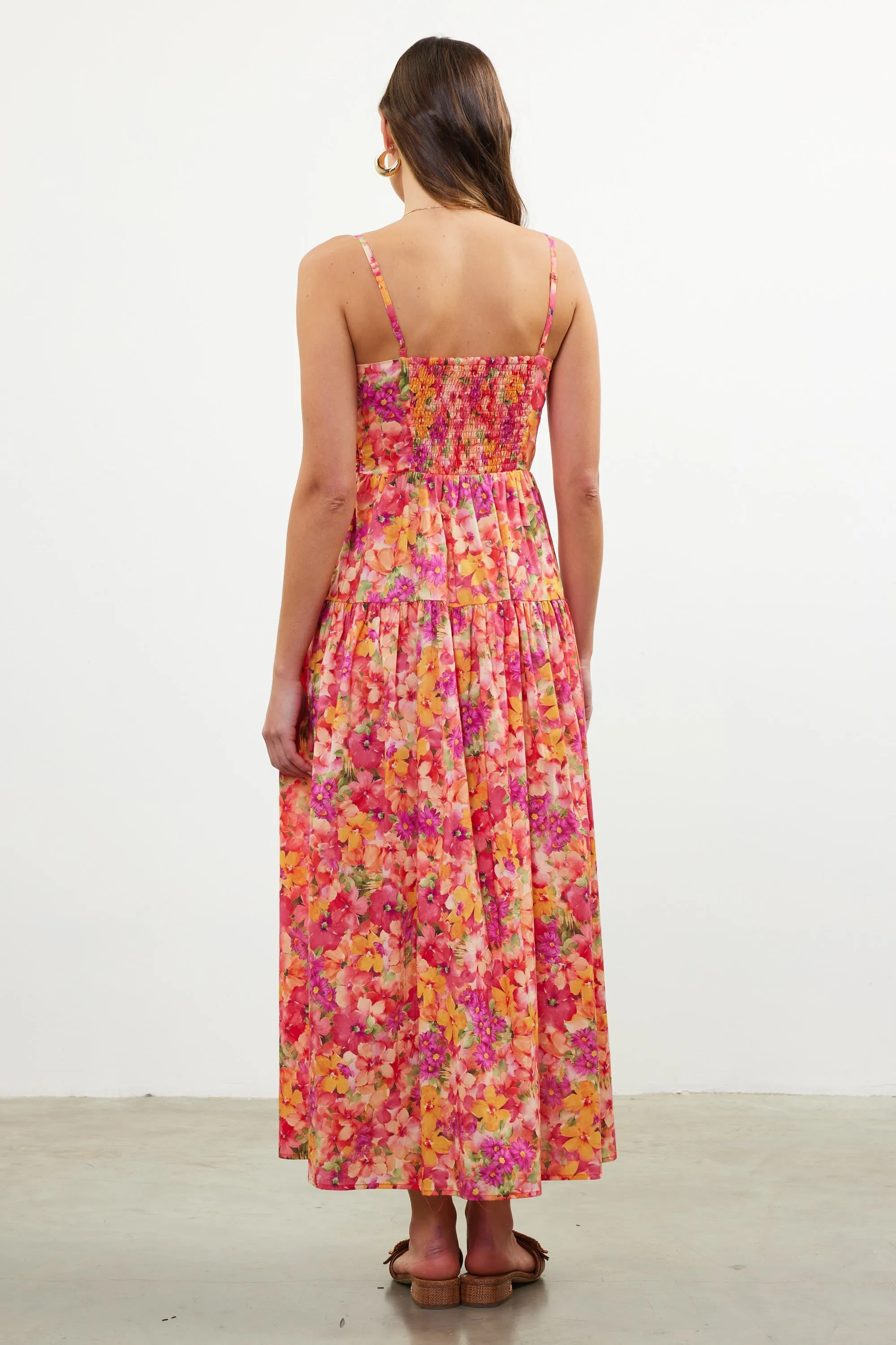 Coral Floral Textured Smocked Maxi Dress sold by Pinkblush product image thumbnail 3