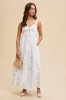 White Embroidered Front Bow Tie Maxi Dress sold by Pinkblush