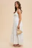 White Embroidered Front Bow Tie Maxi Dress sold by Pinkblush