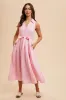 Light Pink Sleeveless Linen Blend Midi Shirt Dress sold by Pinkblush