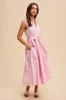 Light Pink Sleeveless Linen Blend Midi Shirt Dress sold by Pinkblush