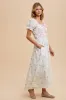 Ivory Bow Print Shirred Bodice Puff Sleeve Dress sold by Pinkblush