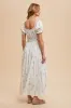 Ivory Bow Print Shirred Bodice Puff Sleeve Dress sold by Pinkblush
