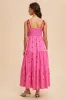 Pink Embroidered Smocked Shoulder Tie Maxi Dress sold by Pinkblush