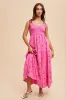 Pink Embroidered Smocked Shoulder Tie Maxi Dress sold by Pinkblush