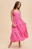 Pink Embroidered Smocked Shoulder Tie Maxi Dress sold by Pinkblush