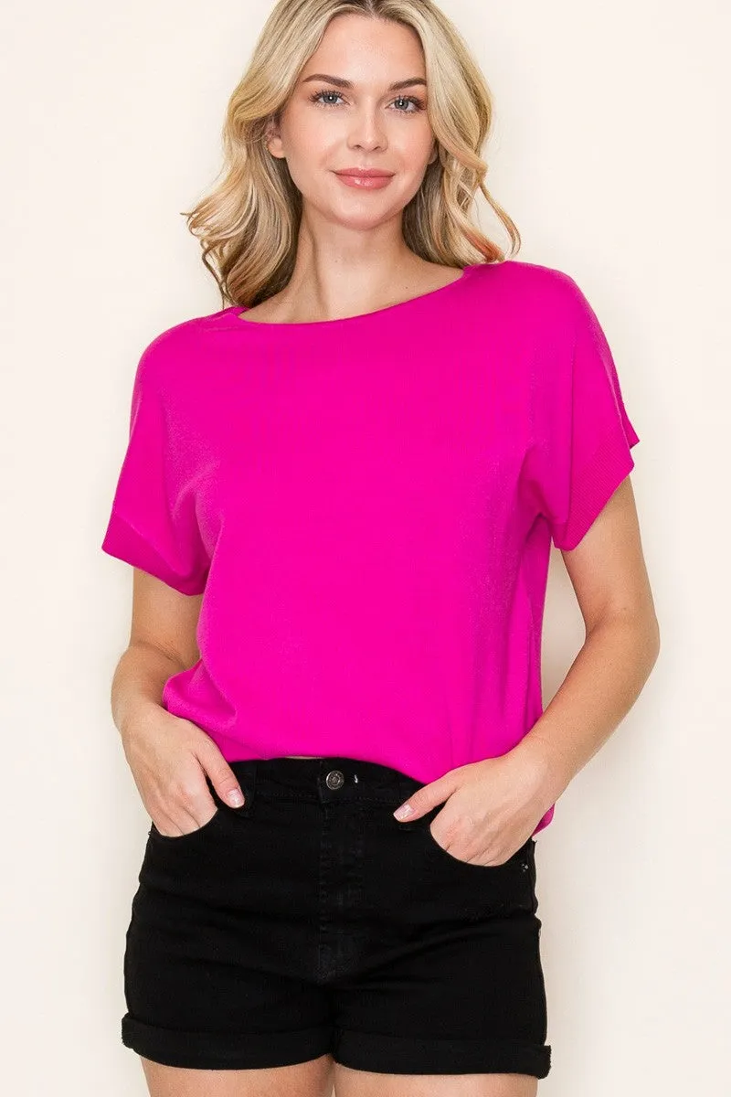Fuchsia Knit Short Sleeve Top sold by Pinkblush product image thumbnail 2