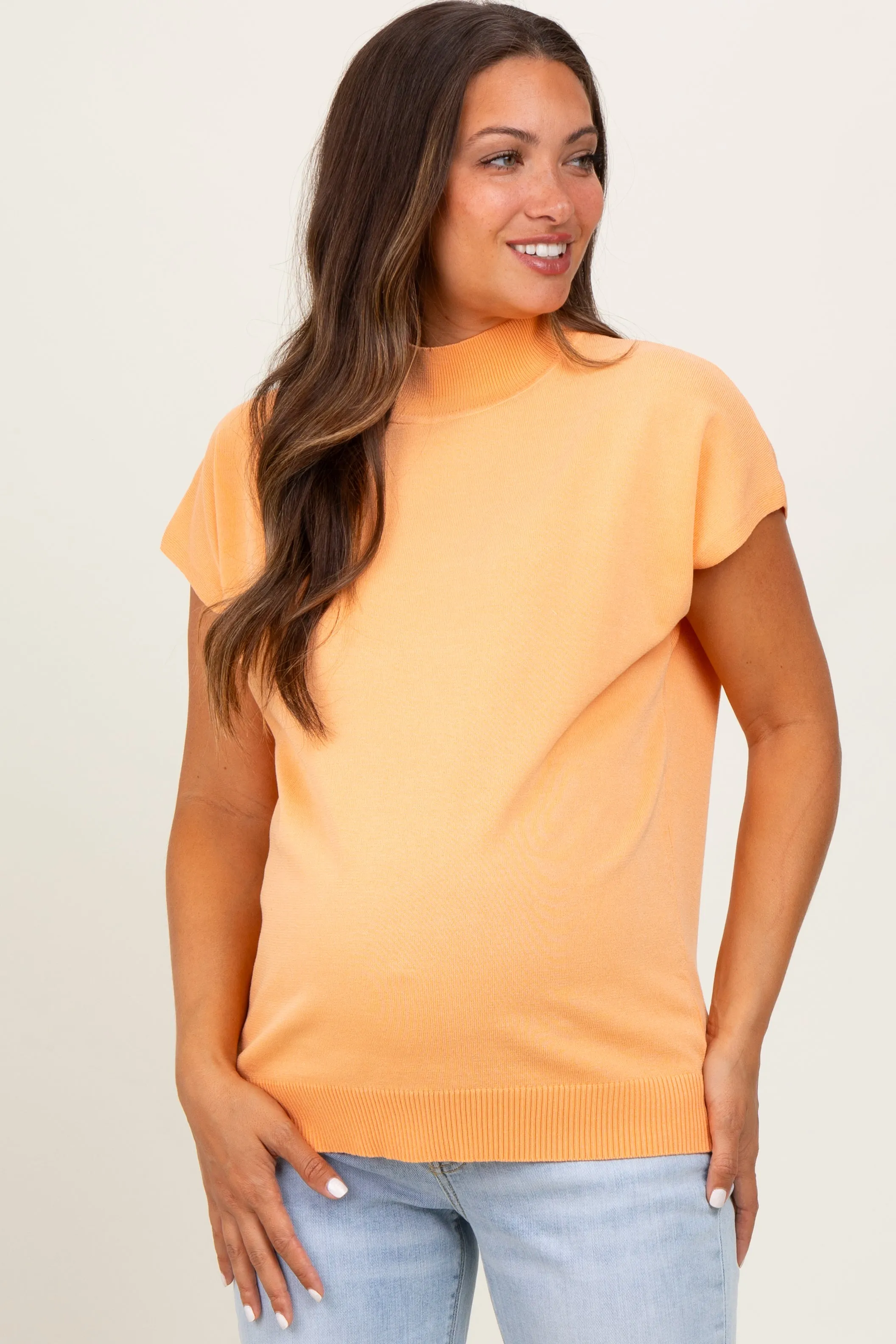 Orange Mock Neck Knit Maternity Top sold by Pinkblush product image thumbnail 2