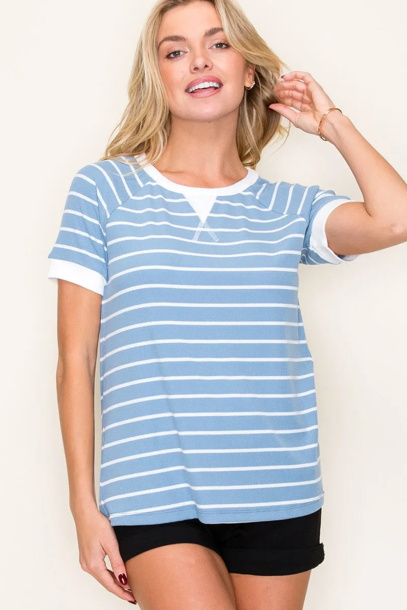 Blue Striped Contrast Border Top sold by Pinkblush product image thumbnail 2