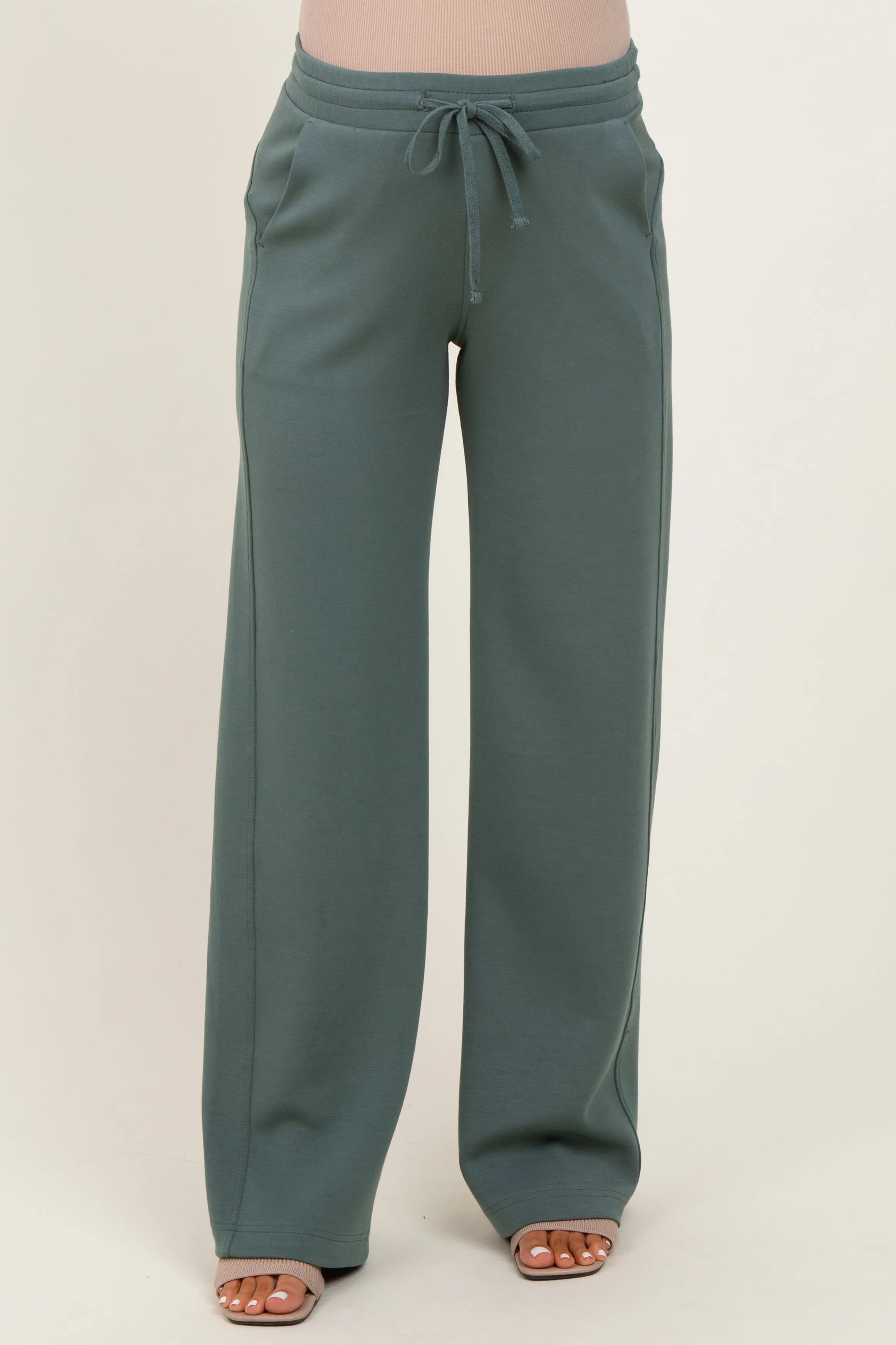 Light Teal Straight Leg Drawstring Maternity Sweatpants sold by Pinkblush product image thumbnail 2