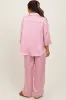 Pink Satin Contrast Trim Pajama Pant Maternity Set sold by Pinkblush