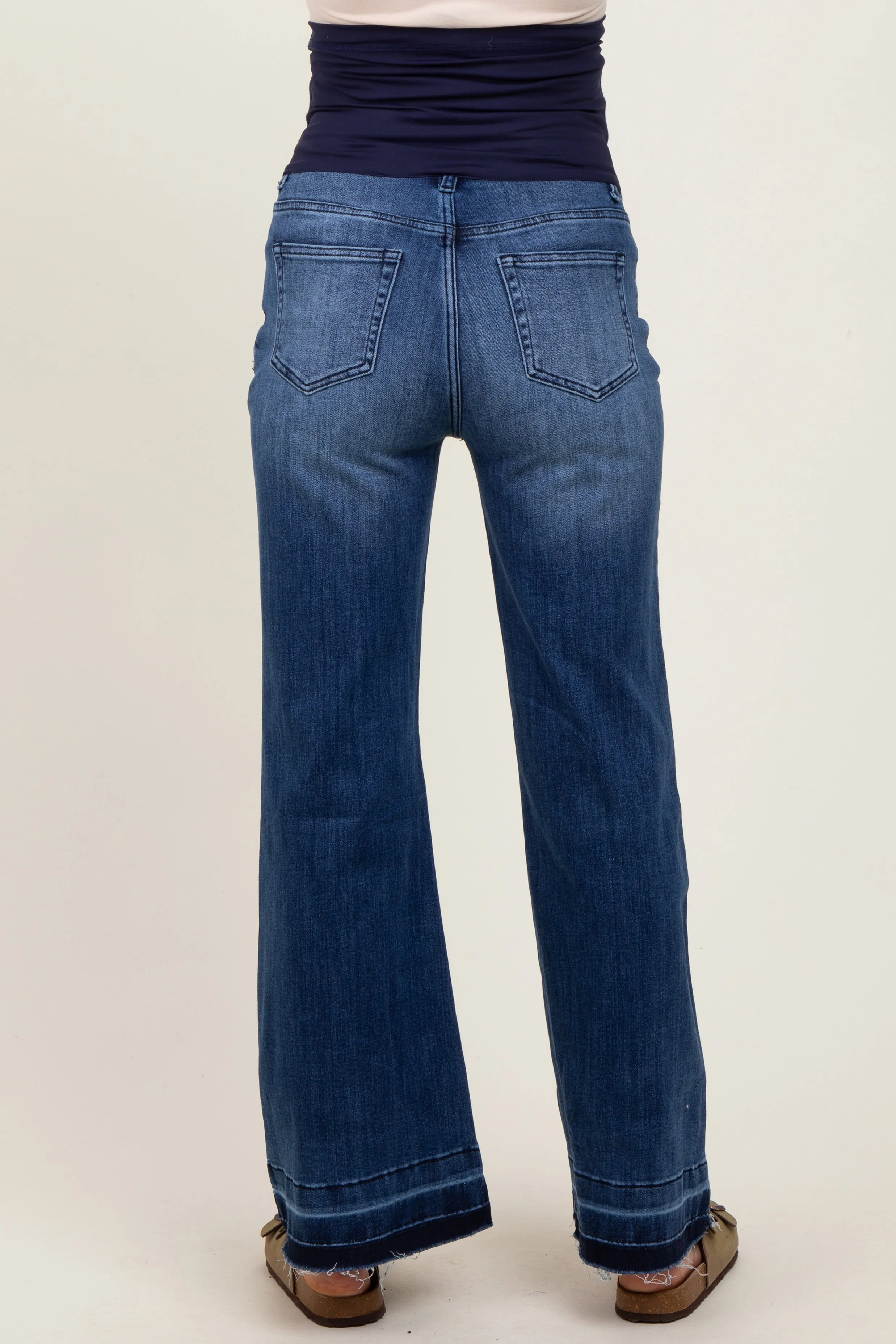 Blue Distressed Release Hem Flare Maternity Jeans sold by Pinkblush product image thumbnail 5