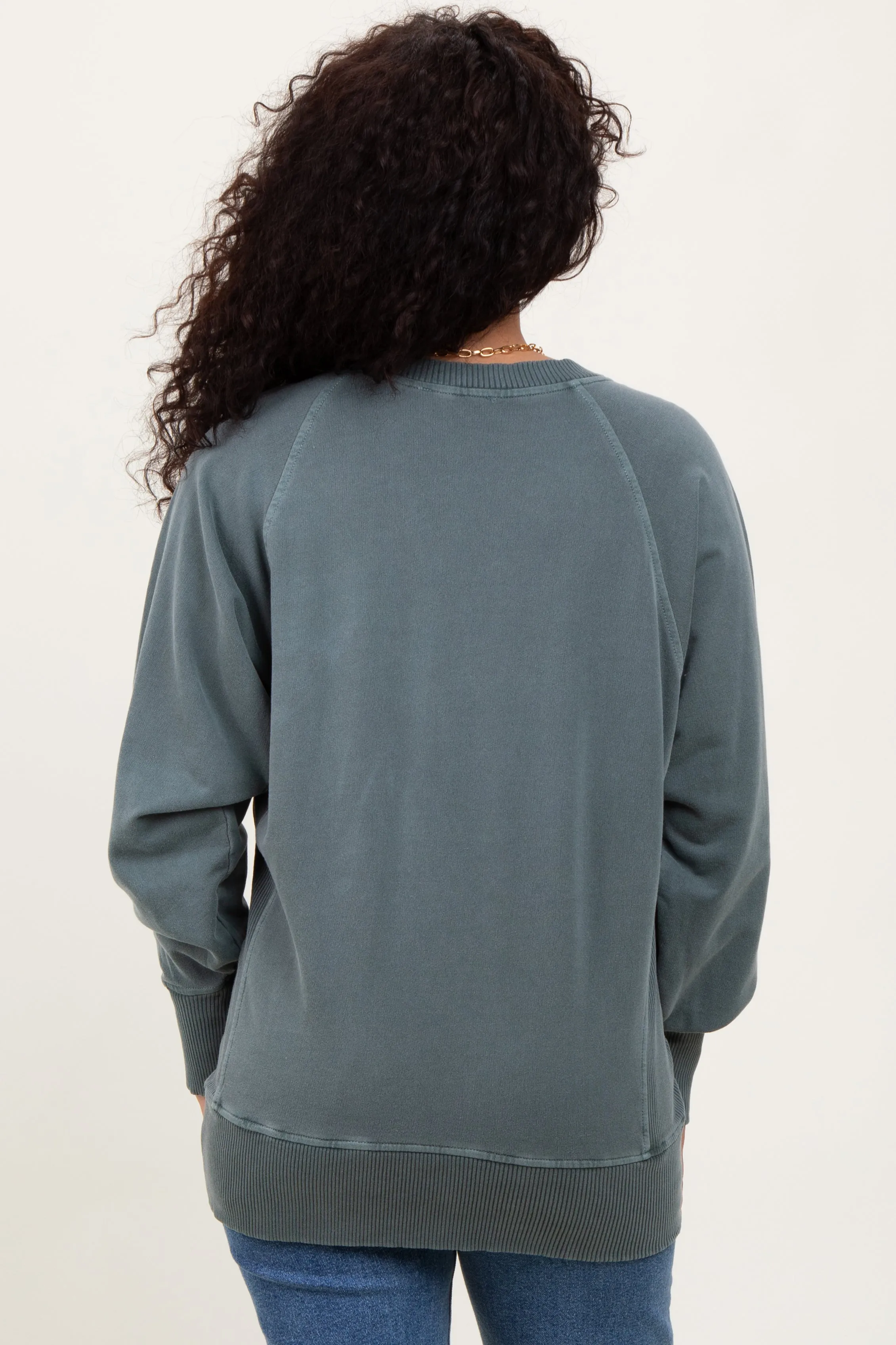 Light Olive Vintage Wash French Terry Pullover sold by Pinkblush product image thumbnail 4