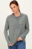 Olive Striped Drawstring Hoodie Top sold by Pinkblush