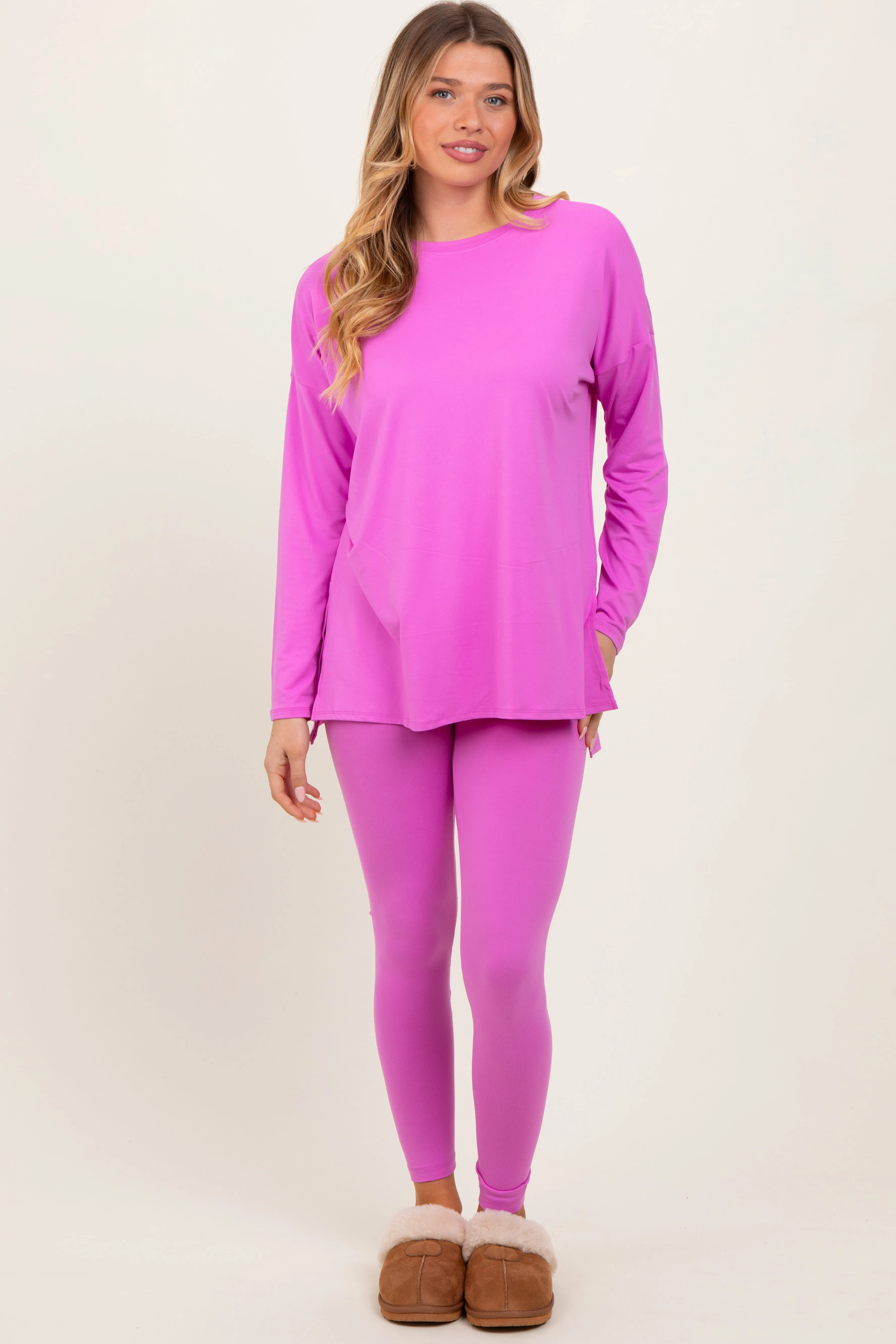 Mauve Brushed Knit Oversized Top and Legging Set sold by Pinkblush product image thumbnail 2