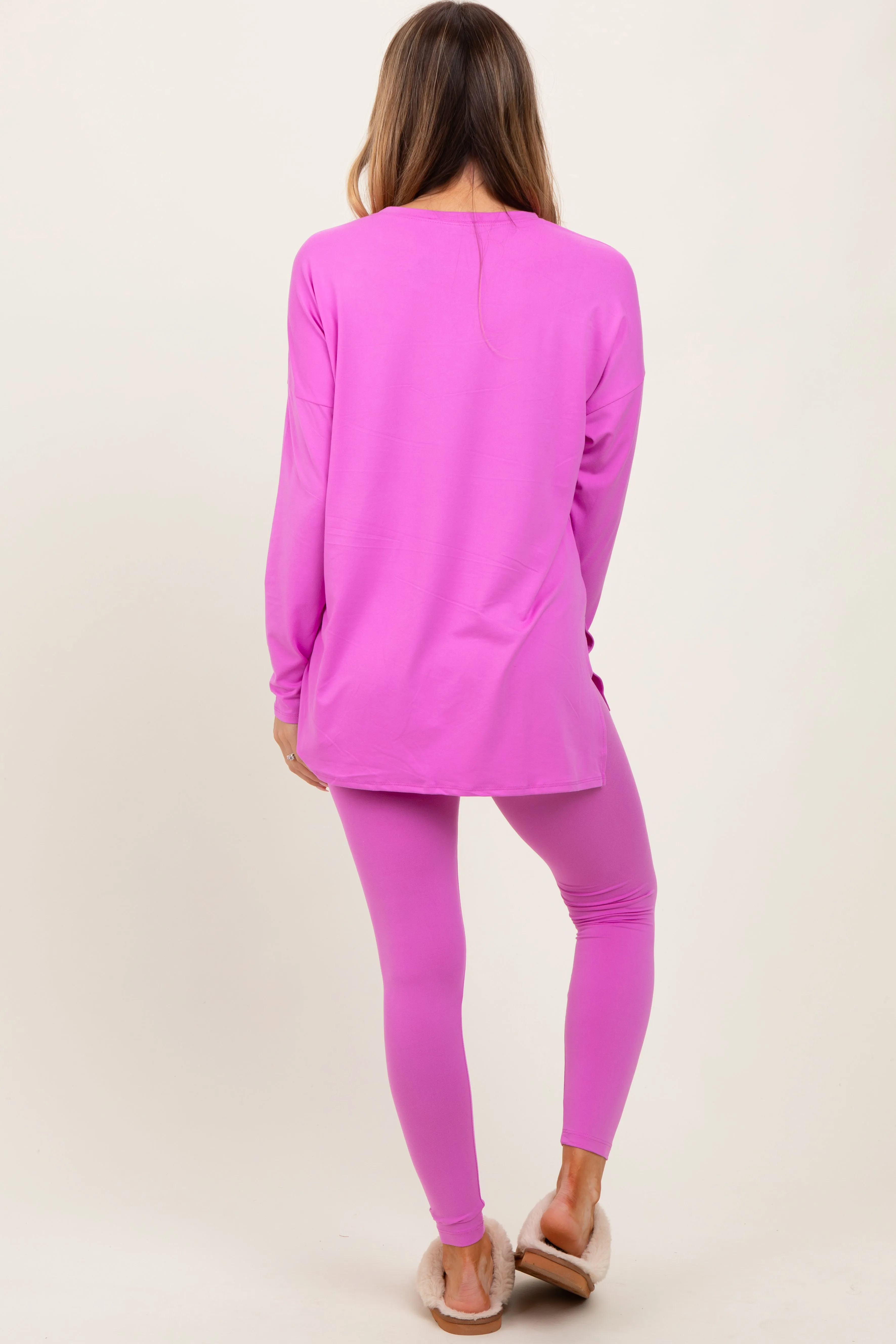 Mauve Brushed Knit Oversized Top and Legging Set sold by Pinkblush product image thumbnail 4