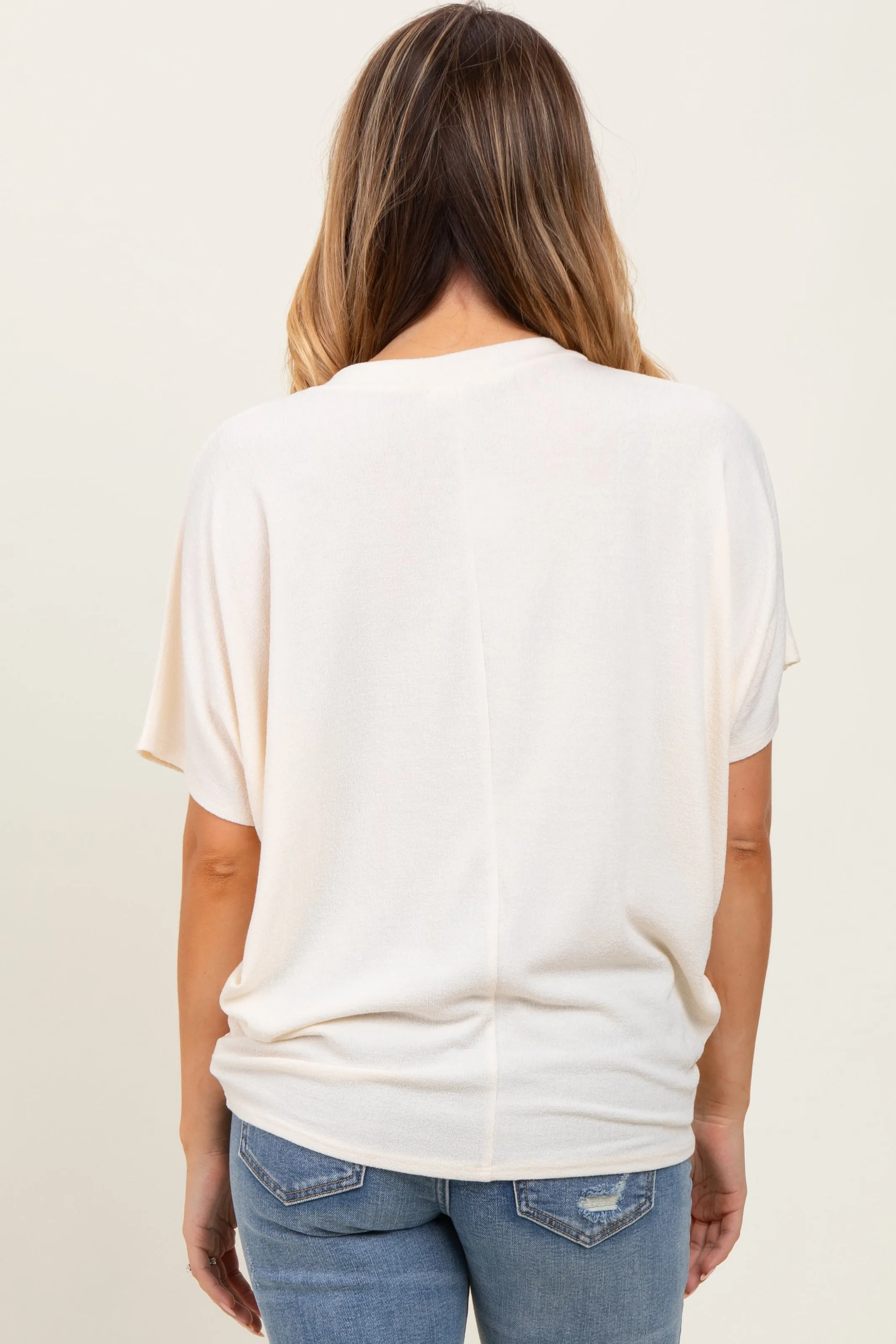 Cream V-Neck Crepe Knit Top sold by Pinkblush product image thumbnail 4