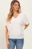 Cream V-Neck Crepe Knit Top sold by Pinkblush