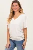 Cream V-Neck Crepe Knit Top sold by Pinkblush