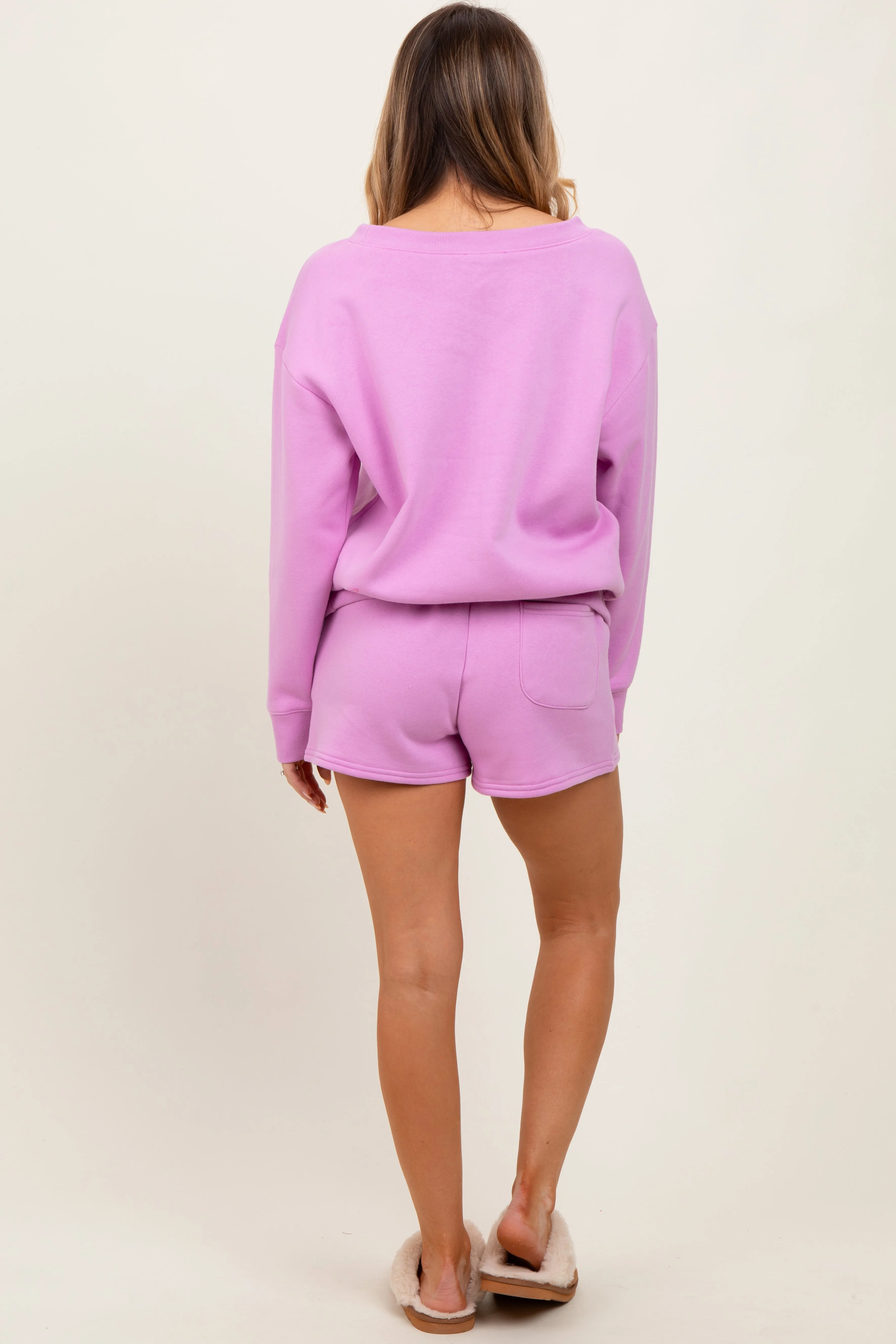Mauve Fleece Sweatshirt Shorts Set sold by Pinkblush product image thumbnail 4