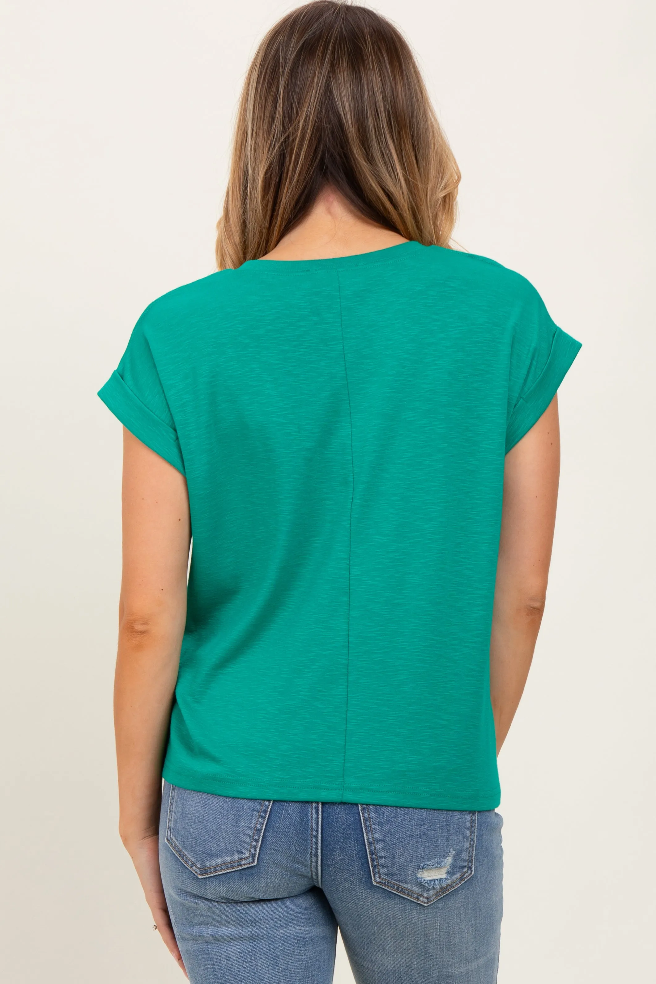 Green Rolled Cuff Short Sleeve Tee sold by Pinkblush product image thumbnail 4