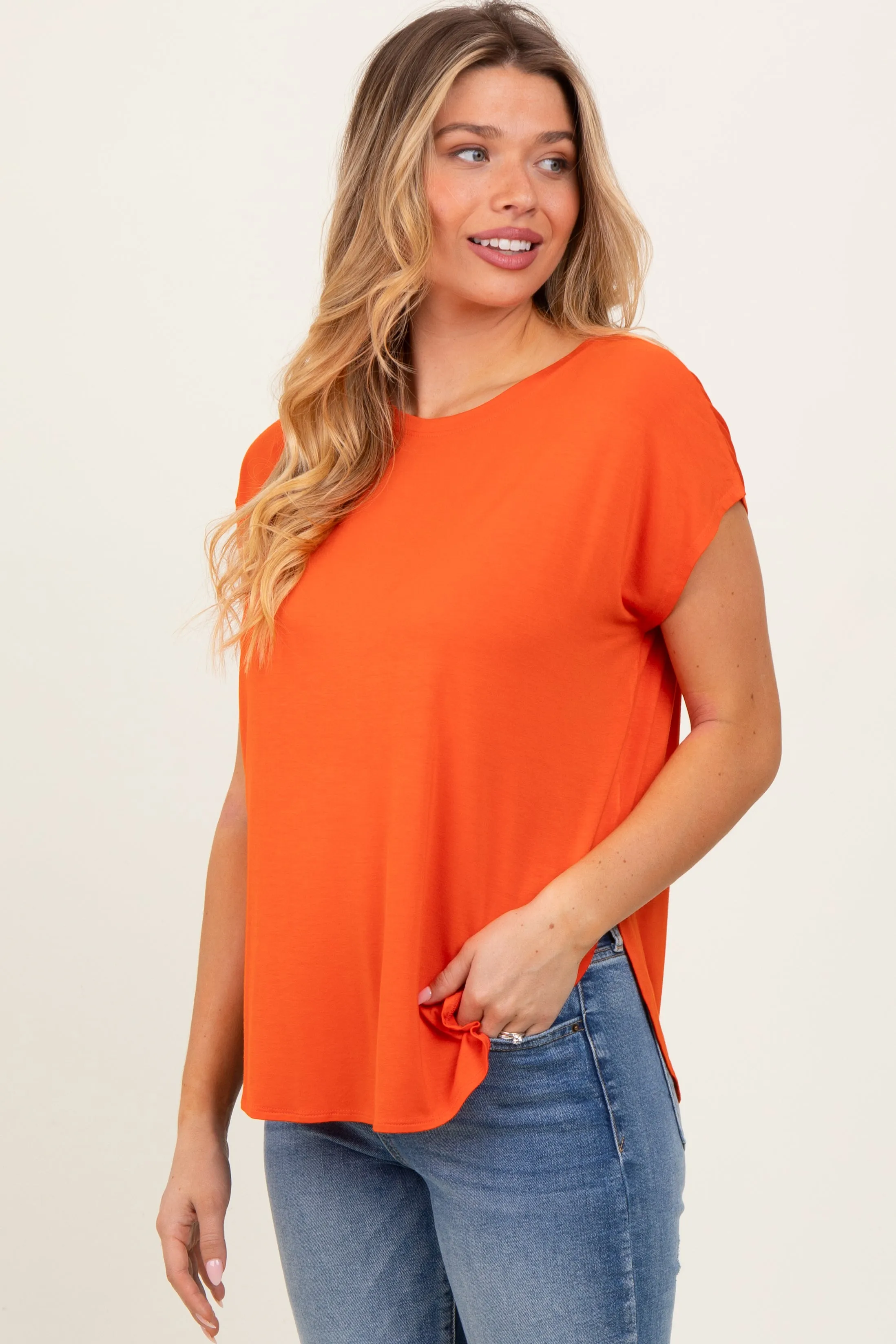 Orange Dolman Sleeve Round Neck Top sold by Pinkblush product image thumbnail 3