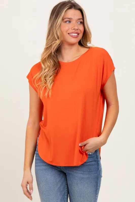 Orange Dolman Sleeve Round Neck Top sold by Pinkblush